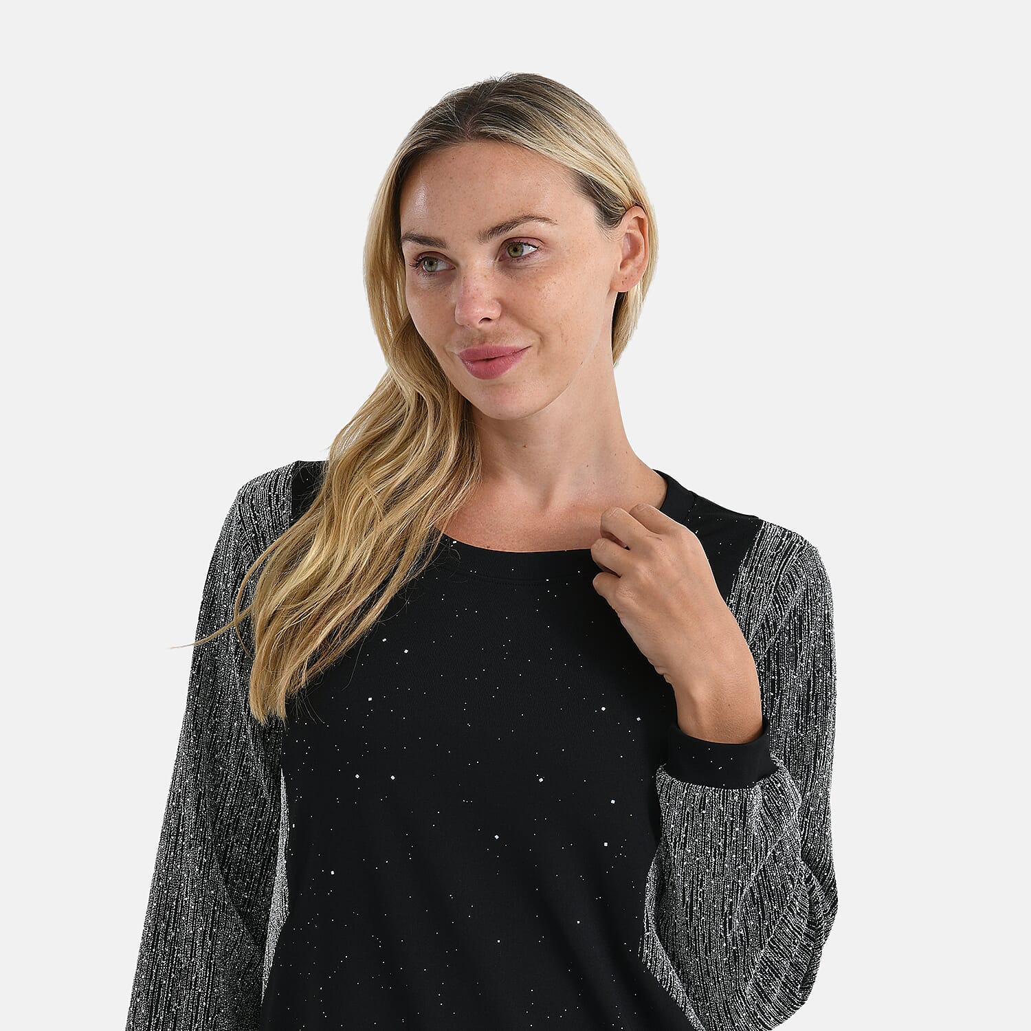 La Marey Sleeve Printed Blouse With Crystal 