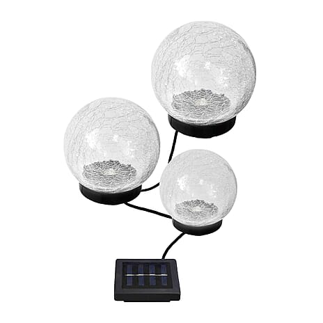 Solar Powered RGB LED Glass Ball Garden Lights - Black