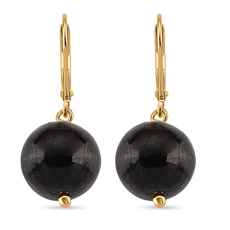 Natural Shungite Dangle Earring with Lever Back in Yellow Gold Plated Sterling Silver 20.00 Ct.