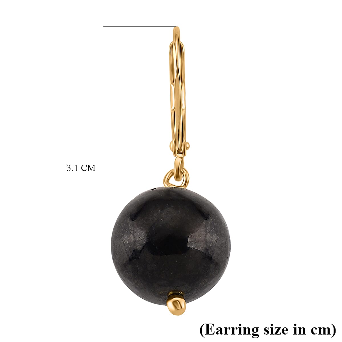 Natural Shungite Dangle Earring with Lever Back in Yellow Gold Plated Sterling Silver 20.00 Ct.