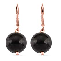 Shungite Dangle Earring with Lever Back in Rose Gold Plated Sterling Silver 20.00 Ct.