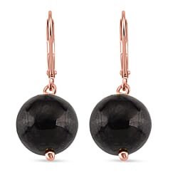Shungite Dangle Earring with Lever Back in Rose Gold Plated Sterling Silver 20.00 Ct.