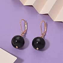 Shungite Dangle Earring with Lever Back in Rose Gold Plated Sterling Silver 20.00 Ct.