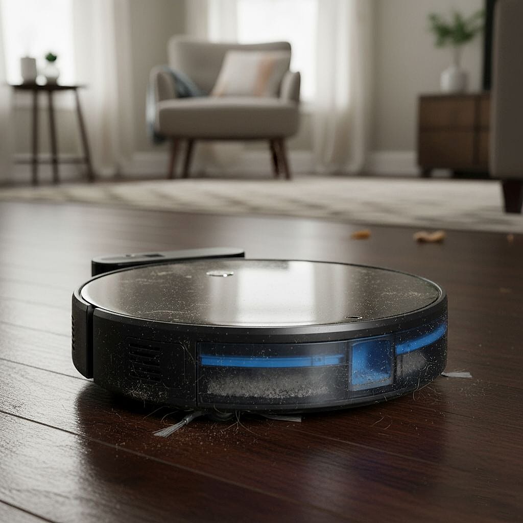 ROBOT Vacuum - Sweeps, Sucks & Mops with Remote or App Controlled, Quiet 60dB - Black & Blue