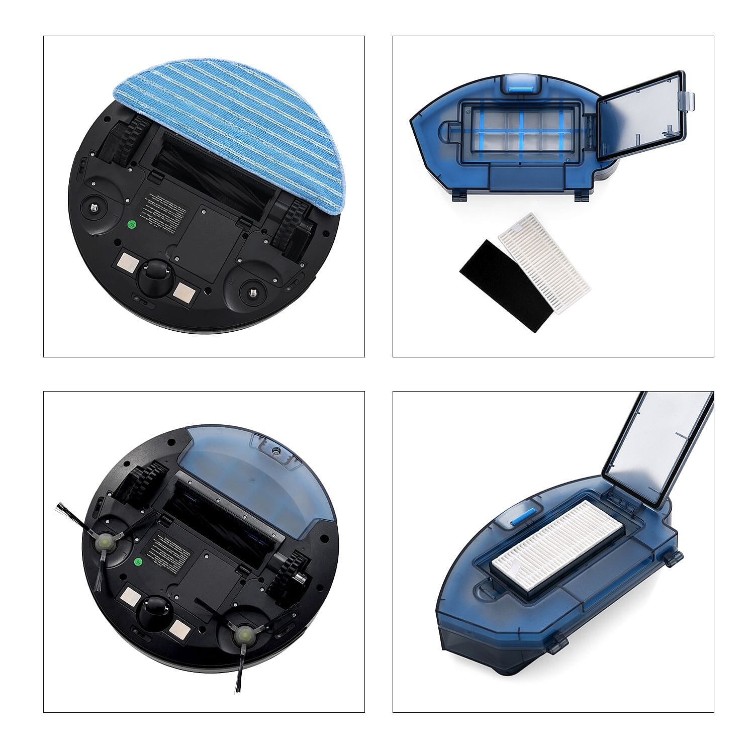 ROBOT Vacuum - Sweeps, Sucks & Mops with Remote or App Controlled, Quiet 60dB - Black & Blue