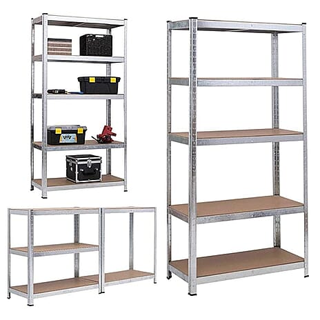 Boltless Heavy Duty 5 Tier Storage Metal Shelving Unit - Silver