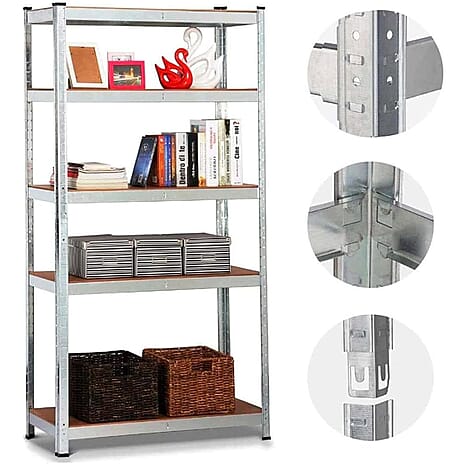 Boltless Heavy Duty 5 Tier Storage Metal Shelving Unit - Silver