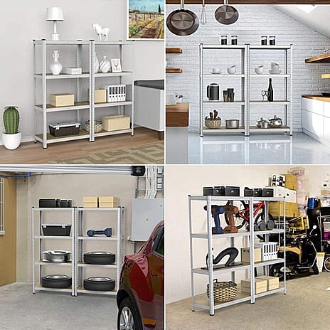 Boltless Heavy Duty 5 Tier Storage Metal Shelving Unit - Silver