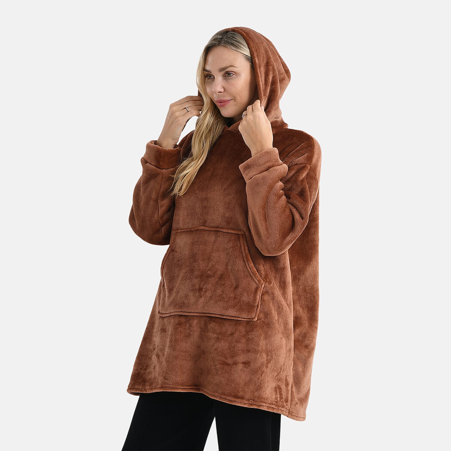 DEAL OF THE DAY - La Marey Super Warm and soft Luxurious Sherpa Oversize Hoodie (One Size) - Brown