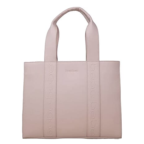 BEBE Vegan Leather Hana Canvas Tote Bag - Blush