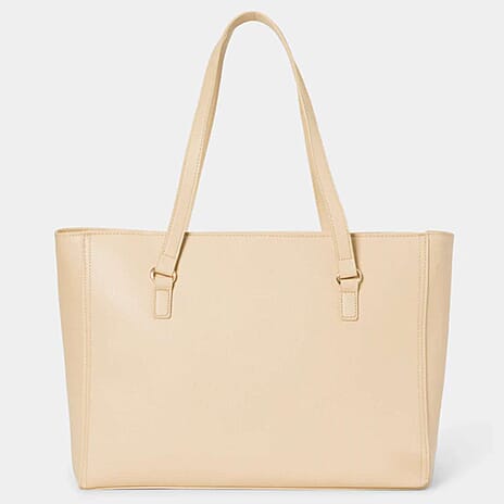 THE DESIGNER LAUNCH - BEBE Signature Tote - Clutch Set with Heart Charm (Size 10x5x14 cm) - Beige