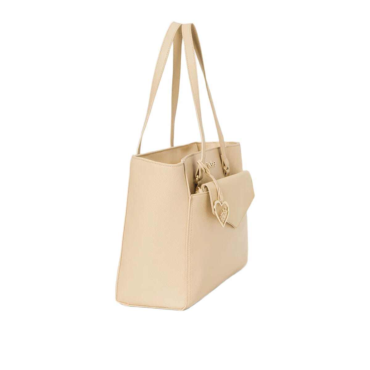 THE DESIGNER LAUNCH - BEBE Signature Tote - Clutch Set with Heart Charm (Size 10x5x14 cm) - Beige