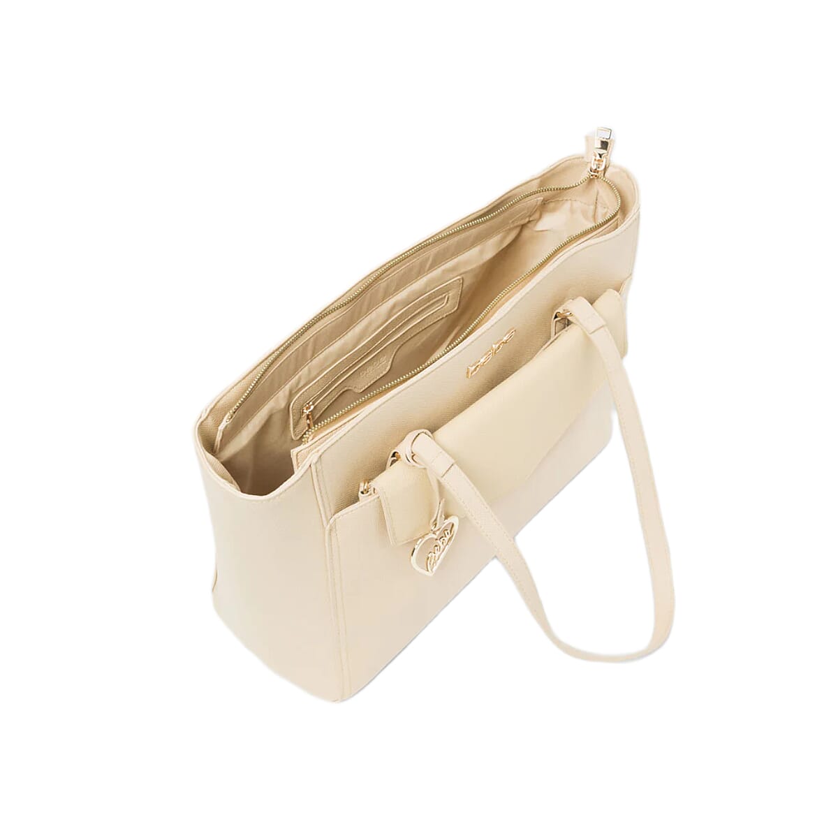 THE DESIGNER LAUNCH - BEBE Signature Tote - Clutch Set with Heart Charm (Size 10x5x14 cm) - Beige