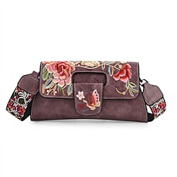 Vintage Chinese Hand Embroidered Crossbody Bag - Black