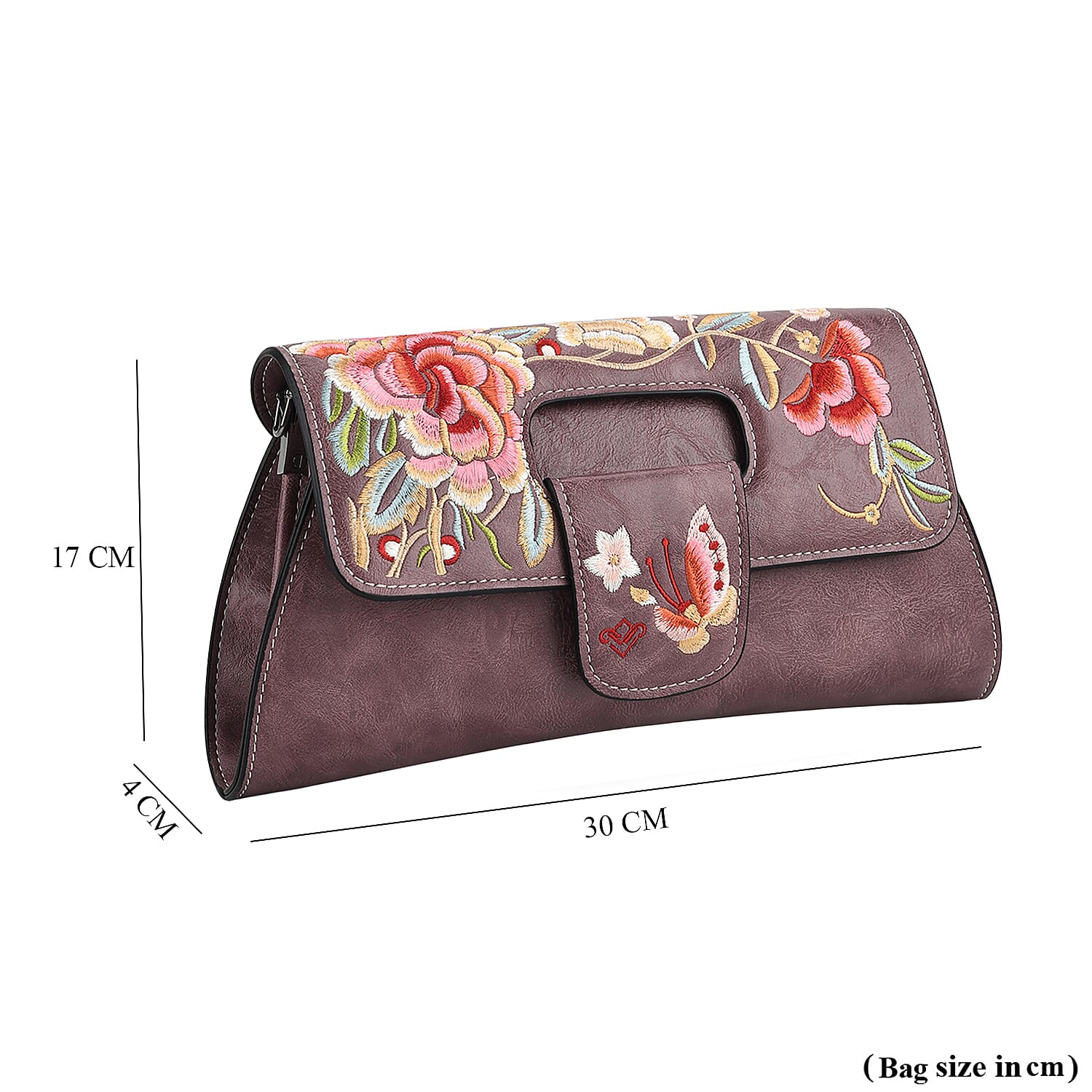 Vintage Chinese Hand Embroidered Crossbody Bag - Plum