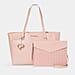 THE DESIGNER LAUNCH - BEBE Signature Tote - Clutch Set with Heart Charm (Size 10x5x14 cm) - Beige