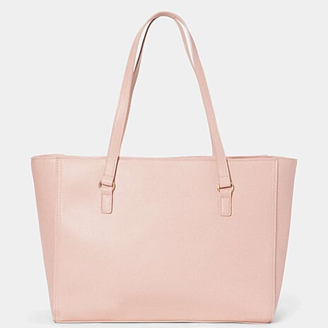 THE DESIGNER LAUNCH -- BEBE Signature Tote - Clutch Set with Heart Charm (Size 10x5x14 cm) - Blush