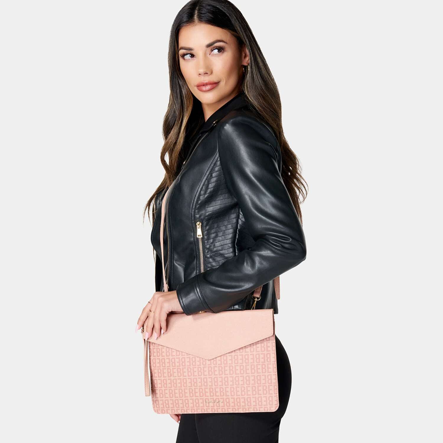 THE DESIGNER LAUNCH -- BEBE Signature Tote - Clutch Set with Heart Charm (Size 10x5x14 cm) - Blush