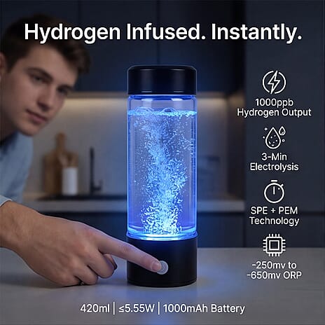 Bliss - Beyond Hydrogen-Rich Water Bottle - 420ml,Type-C Rechargeable - Silver