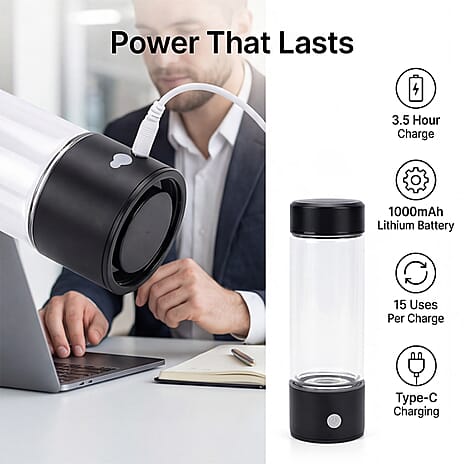 Bliss - Beyond Hydrogen-Rich Water Bottle - 420ml,Type-C Rechargeable - Silver