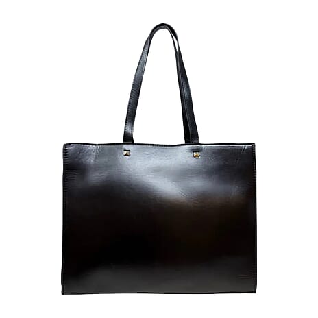 BEBE Quilted Structured Top Handle Tote Bag with Gold Logo Detail - Black