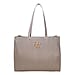 BEBE Quilted Structured Top Handle Tote Bag with Gold Logo Detail - Light Taupe
