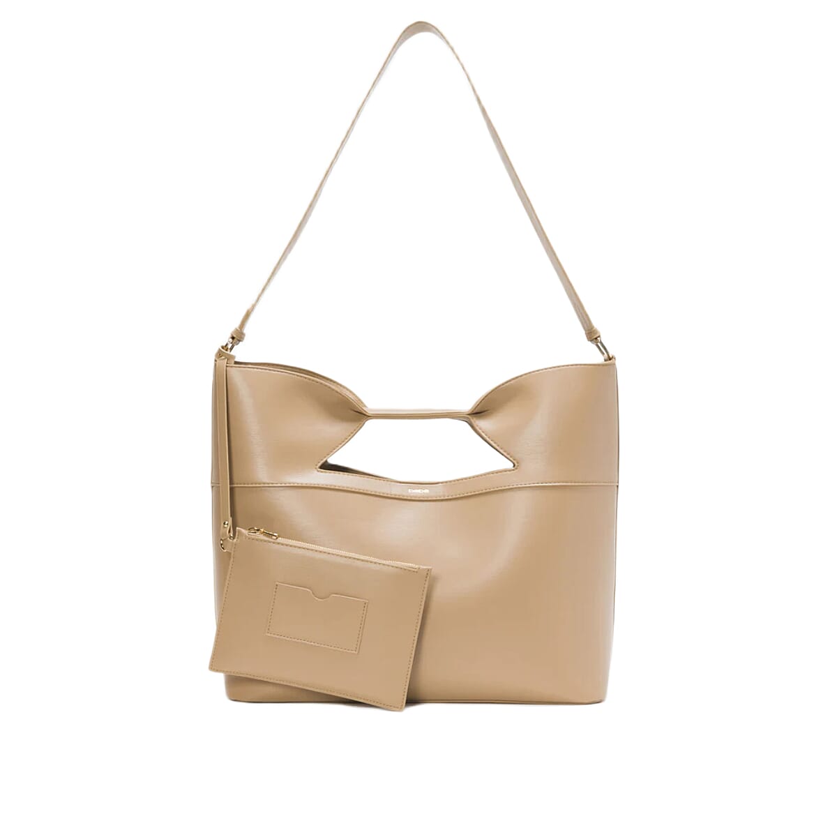 BEBE Ali Luxe Vegan Leather Tote with Coin Purse - Light Taupe