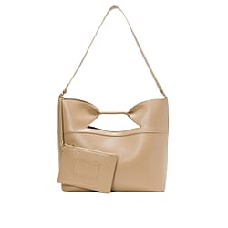BEBE Ali Luxe Vegan Leather Tote with Coin Purse - Light Taupe
