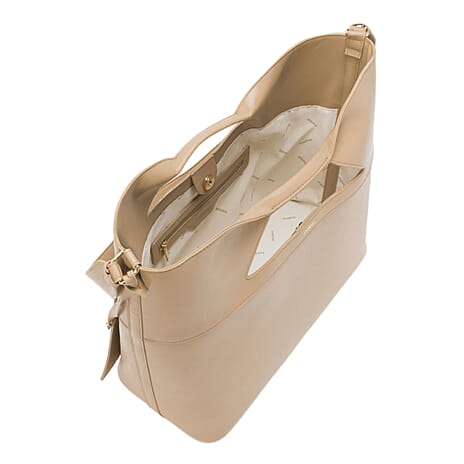 BEBE Ali Luxe Vegan Leather Tote with Coin Purse - Light Taupe