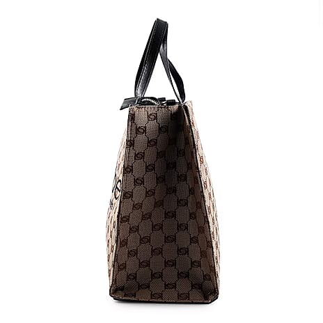 The Designer Closeout - BEBE Luxe Everyday Jacquard Tote with Iconic Bebe Logo Pattern - Black