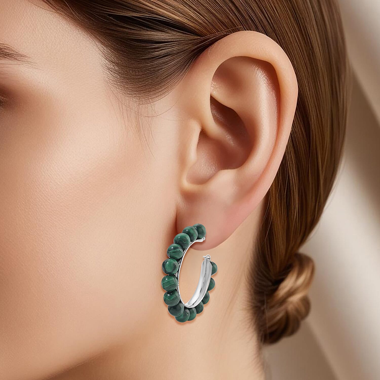 Natural Malachite Beads Earring 320.00 Ct.