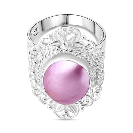 D'joy Pink Mabe Pearl Ring Sterling Silver 4.88 Ct, Silver Wt. 8.60 Gms.