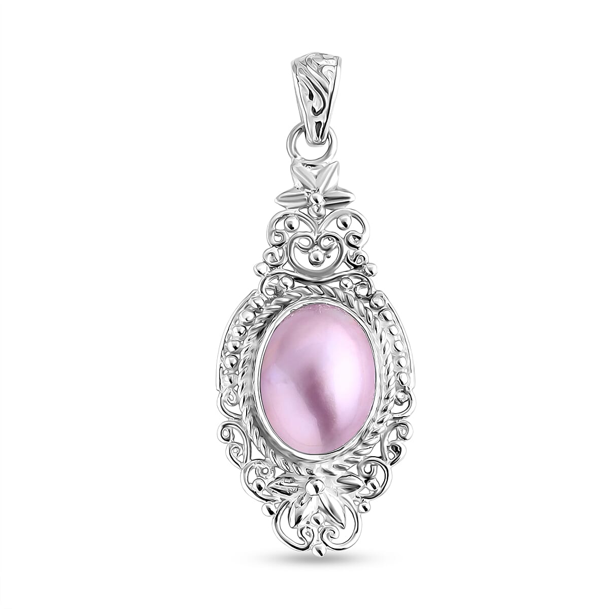 Royal Bali Collection Pink Mabe Pearl Pendant Sterling Silver 4.88 Ct, Silver Wt. 5.80 Gms.
