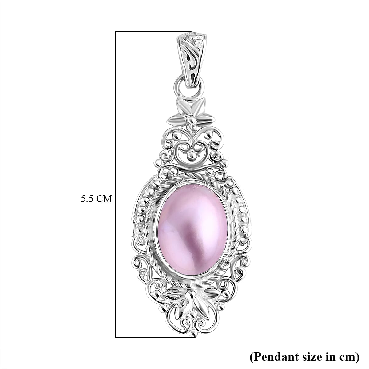 Royal Bali Collection Pink Mabe Pearl Pendant Sterling Silver 4.88 Ct, Silver Wt. 5.80 Gms.