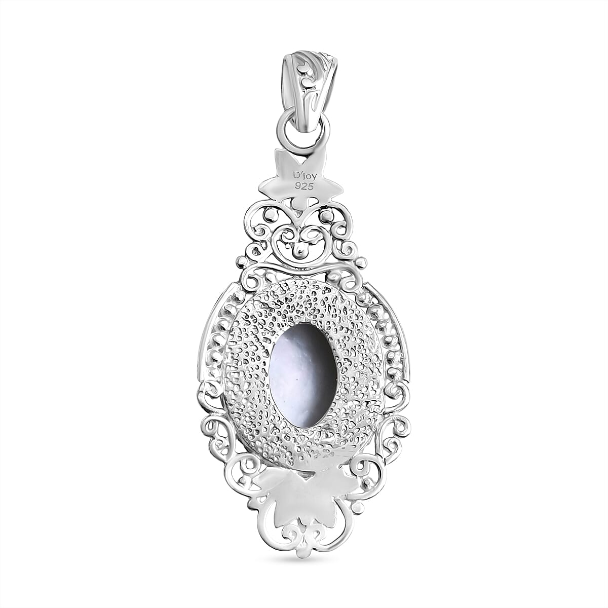 Royal Bali Collection Blue Mabe Pearl Pendant Sterling Silver 5.58 Ct, Silver Wt. 6.03 Gms.