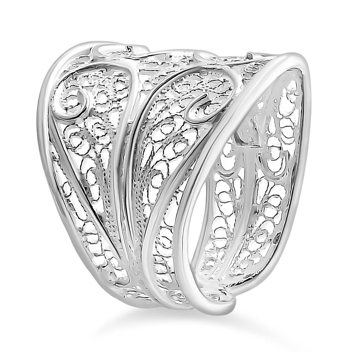 Royal Bali Tarakasi Collection - Sterling Silver Filigree Ring, Silver Wt. 5.20 Gms.