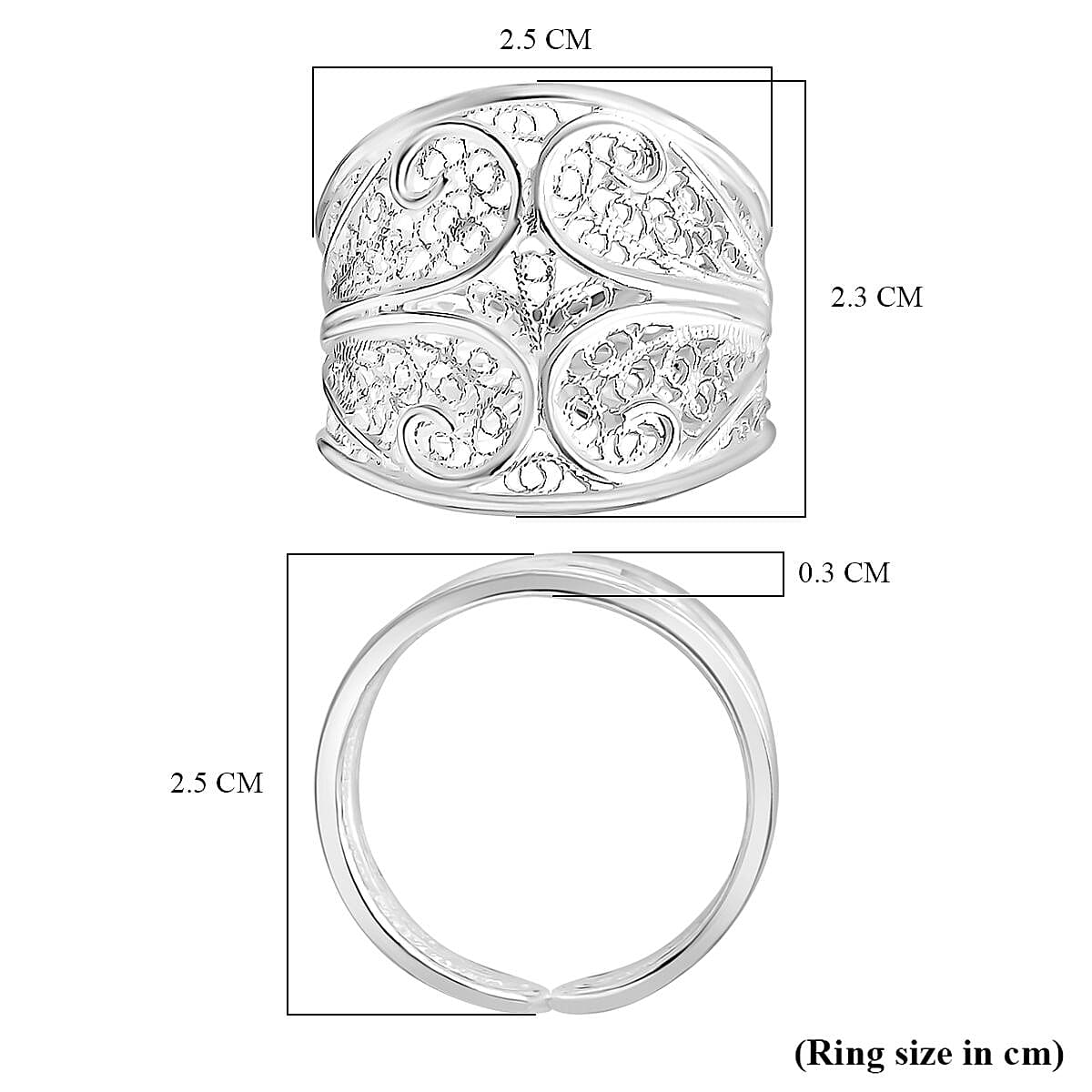 Royal Bali Tarakasi Collection - Sterling Silver Filigree Ring, Silver Wt. 5.20 Gms.