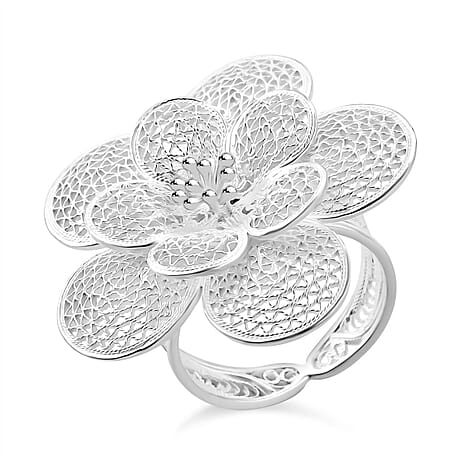 Bali Legacy Sterling Silver Flower Ring, Silver Wt. 7.50 Gms.