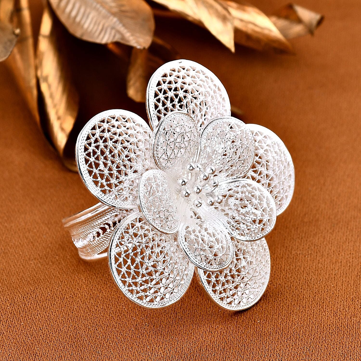 Bali Legacy Sterling Silver Flower Ring, Silver Wt. 7.50 Gms.