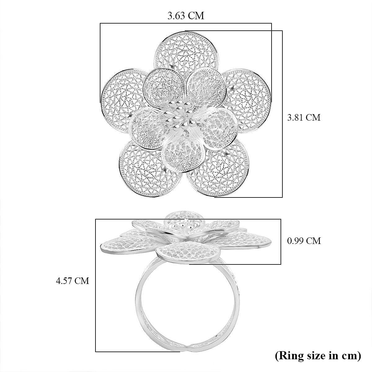 Bali Legacy Sterling Silver Flower Ring, Silver Wt. 7.50 Gms.