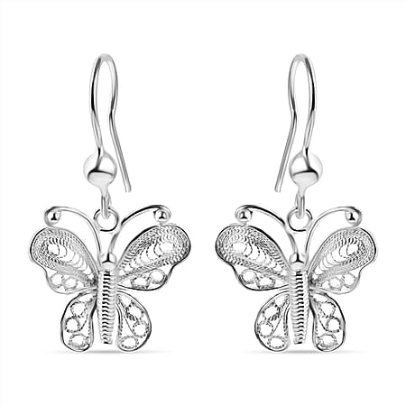 Bali Legacy Artisan Crafted Sterling Silver Butterfly Earring with Hook