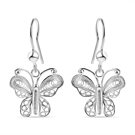 Bali Legacy Artisan Crafted Sterling Silver Butterfly Earring with Hook