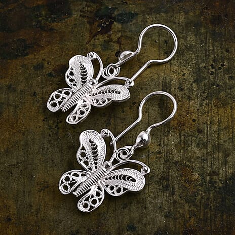 Bali Legacy Artisan Crafted Sterling Silver Butterfly Earring with Hook