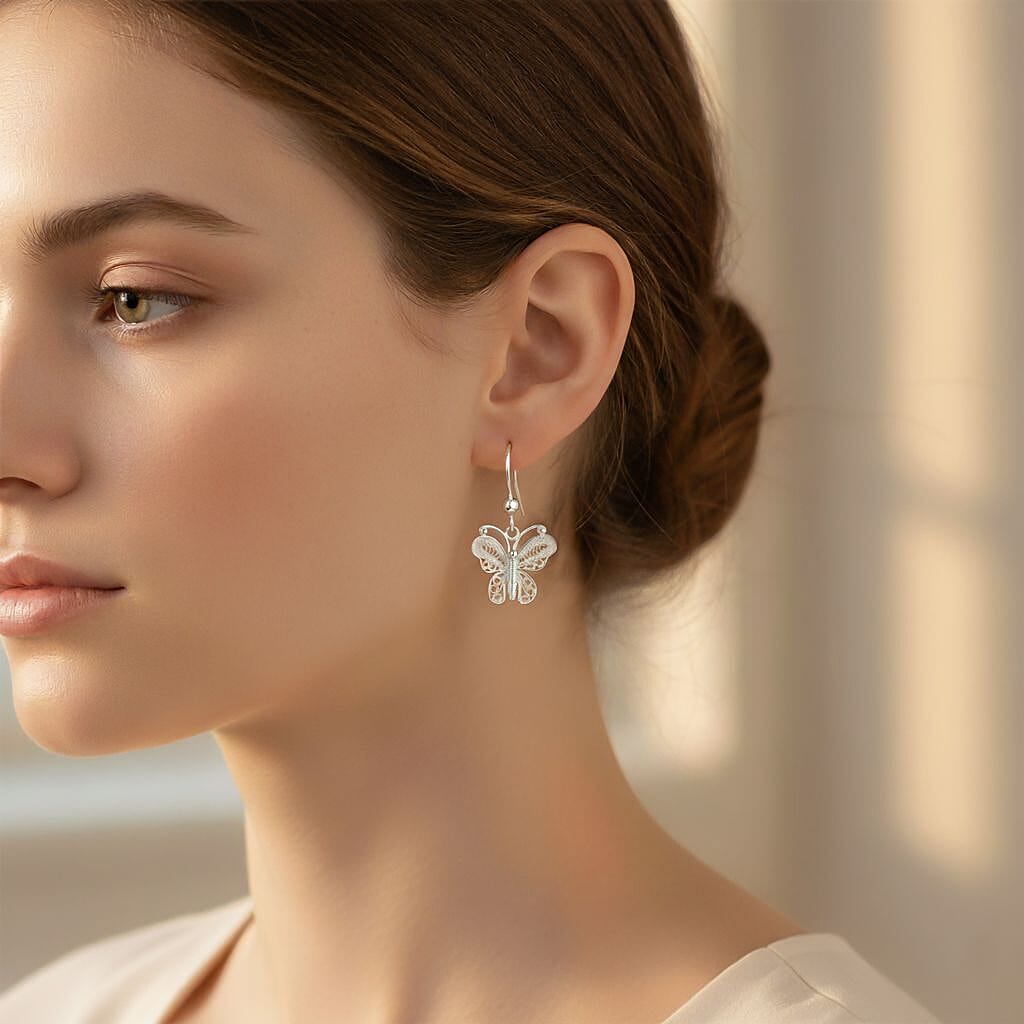 Bali Legacy Artisan Crafted Sterling Silver Butterfly Earring with Hook