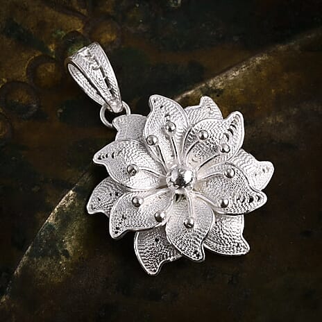 Royal Bali Collection Sterling Silver Flower Pendant