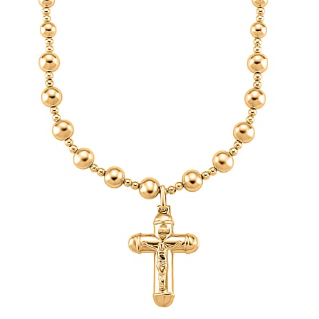Crucifix Cross Necklace (Size 19 - 2 Ext) in Yellow Gold Plated