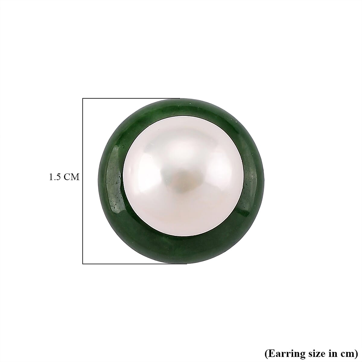 AAA Edison Pearl (11 mm) and Green Jade Earrings  in 18K Vermeil Yellow Gold Plated Sterling Silver