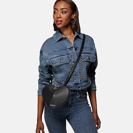 BEBE Crossbody Heart Bag - Black