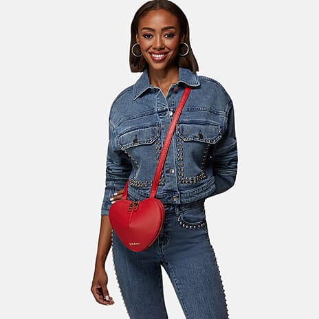 BEBE Crossbody Heart Bag - Red