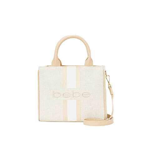 BEBE Vegan Leather Mini Canvas Satchel - Almond